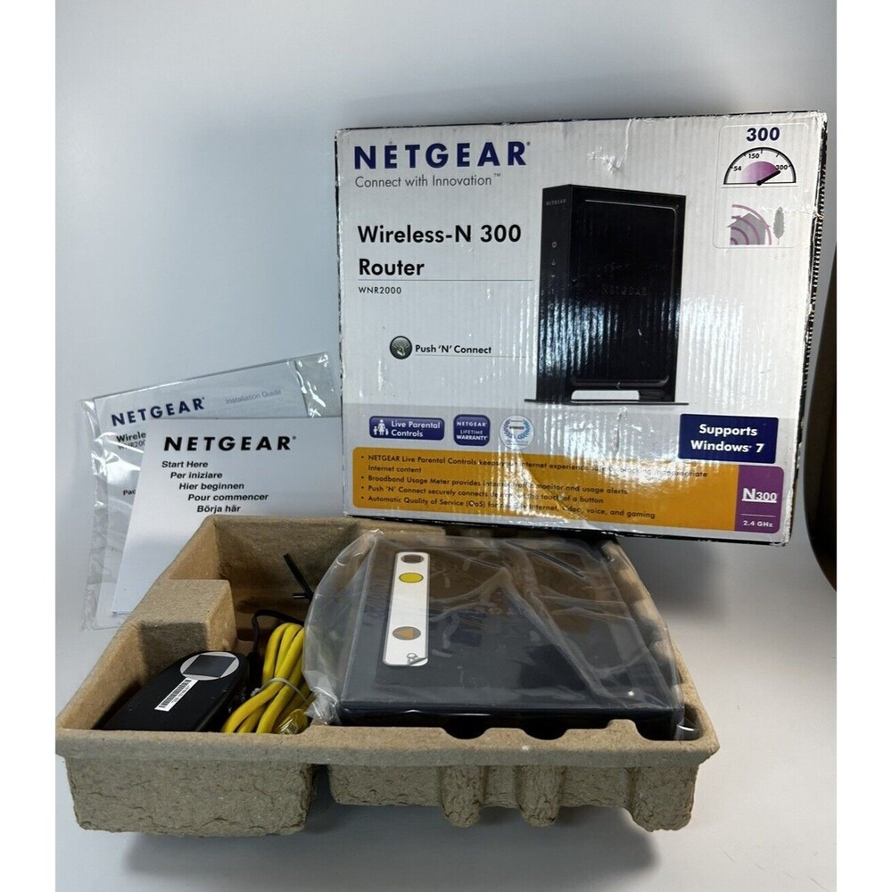 New In Box Netgear N300 300 Mbps 4-Port Wireless Router (WNR2000)